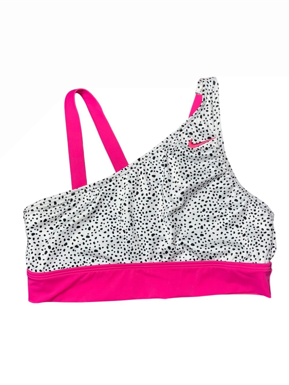 Nike Swim Pink White Black Bikini Top Asymmetrical NWT Girls Large